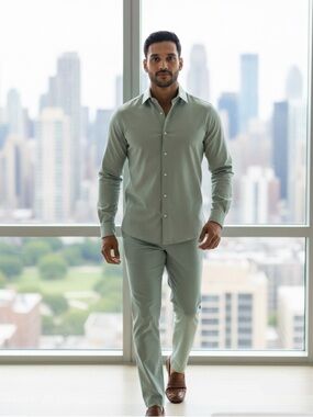 EUC - Alexander Julian Colours Men’s Green Long Sleeve Button Down Shirt- Size L